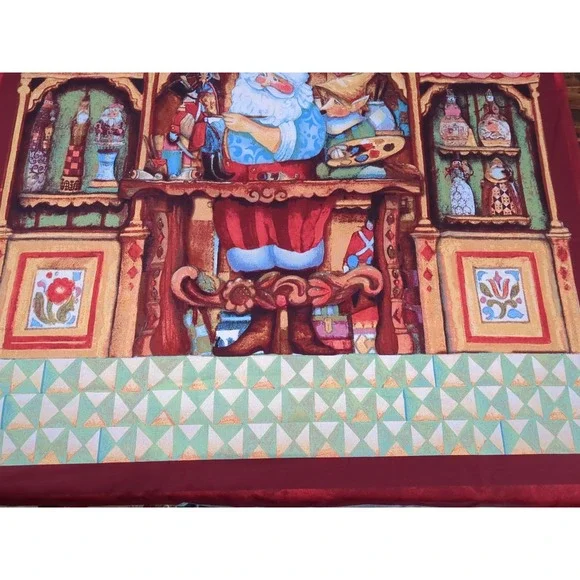 Jim Shore Fabric, Santa and Elf Panels Pre-marked for cutting 3 panels - 34x44" - Picture 2 of 5